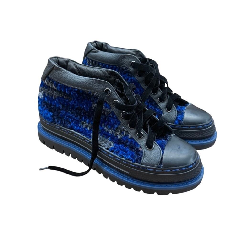 Krojay Crochet High Top Sneakers Blue Handmade Women's 8 Festival